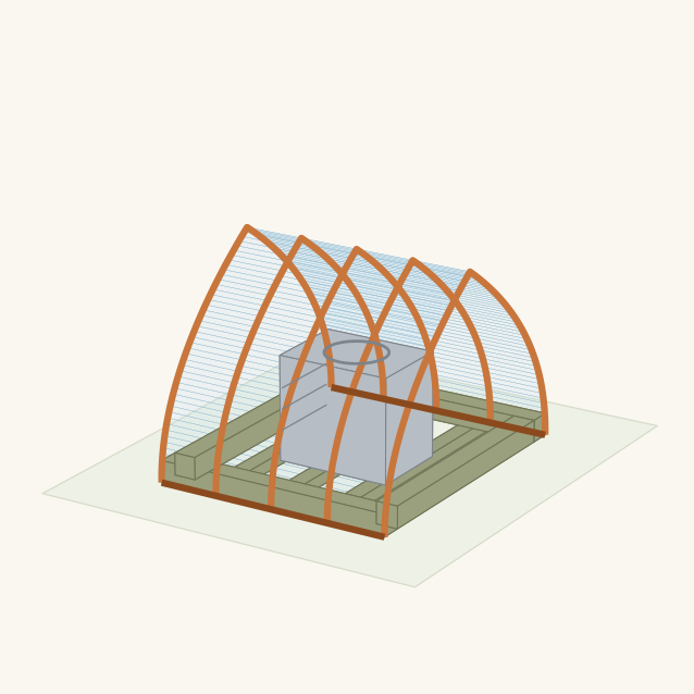 The Heat-Pump Sophab — 3D model of the curved canopy over a condenser